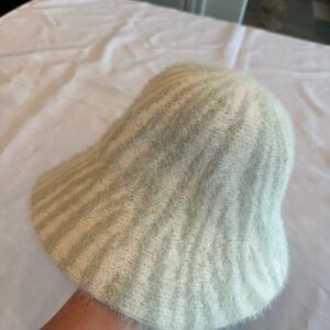 a new day Zebra Striped Fuzzy Bucket Hat White and Grey
